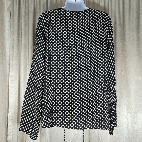 NWOT H&G black white polka dot silk tunic blouse top Womens XLarge - Picture 4 of 7